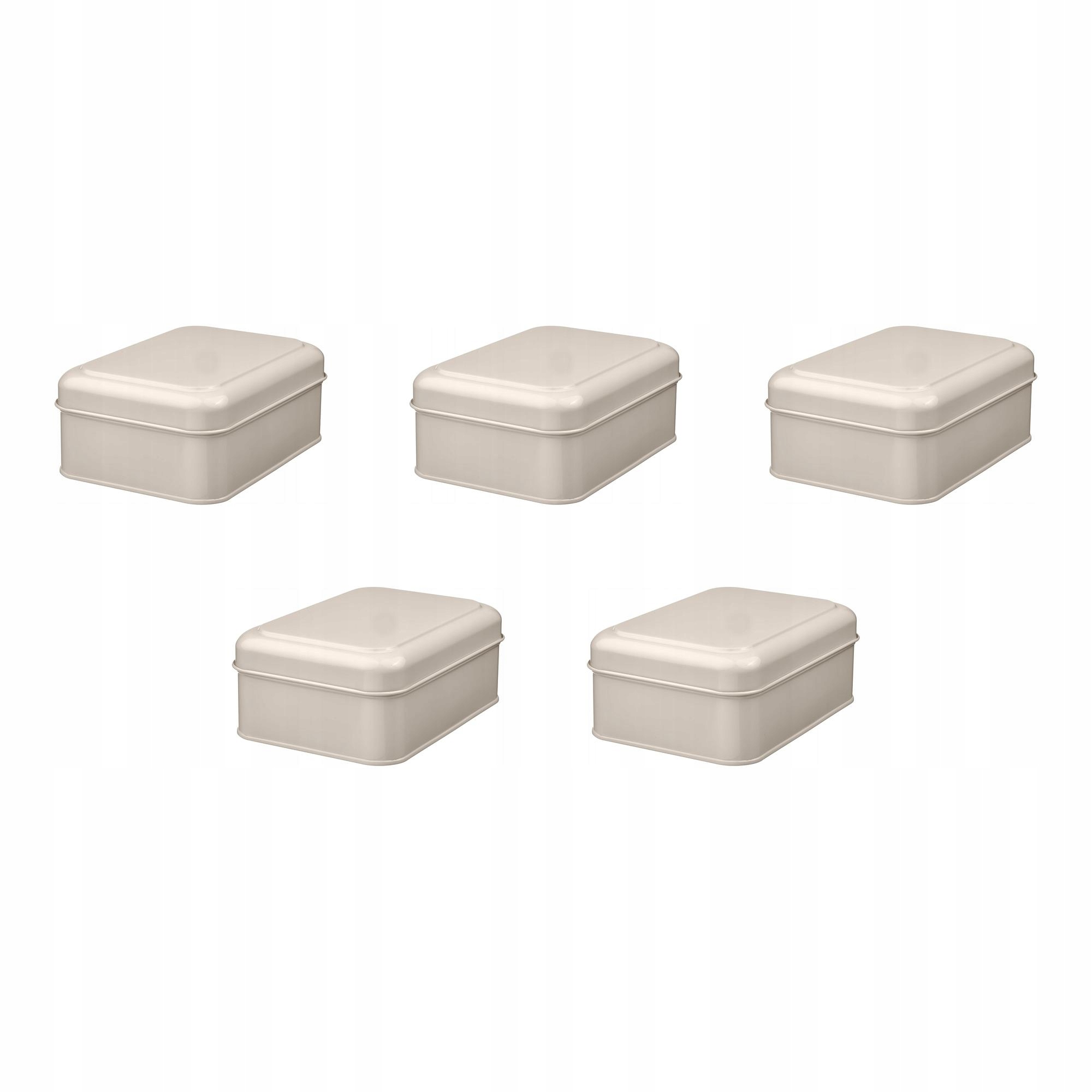 5 ks Nádoba s víkem světle béžová 22x16x8 cm Plogfara