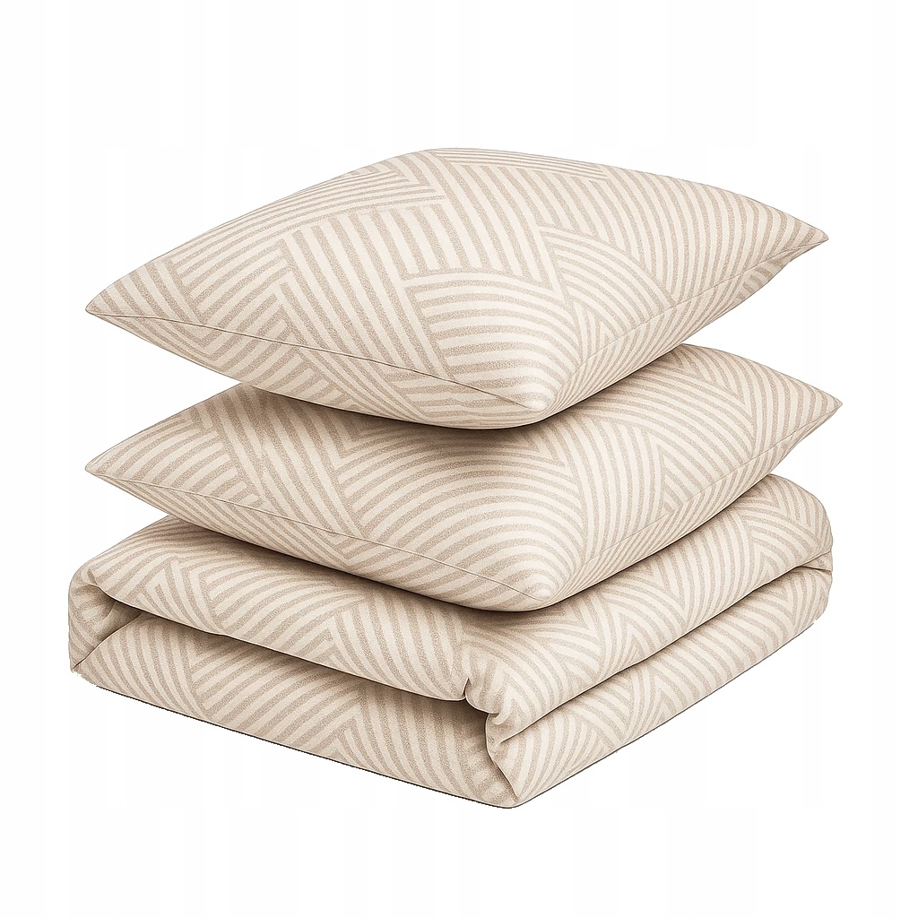 Pościel 200x220 bawełniana naturalna komplet poszewki geometryczna beżowa