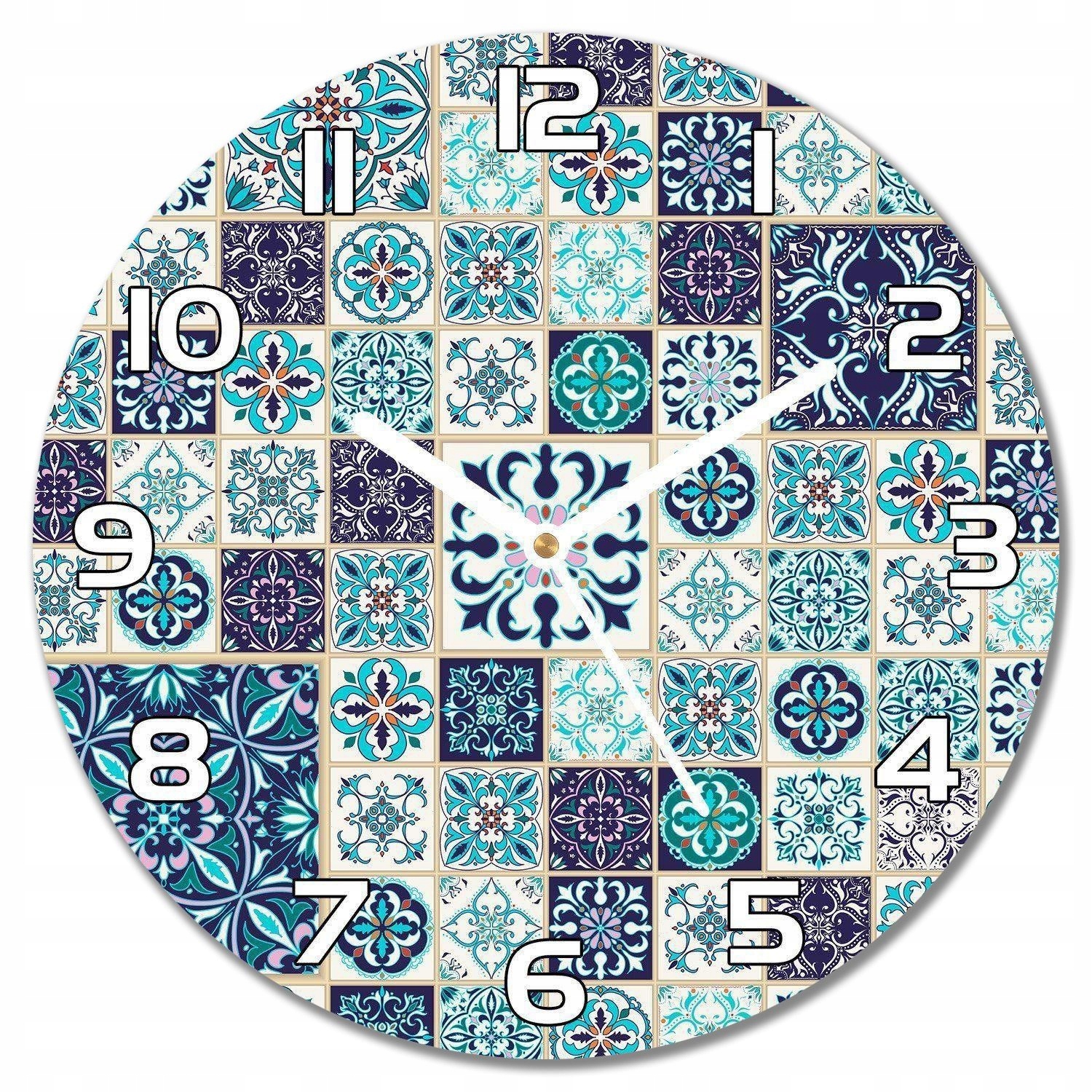 

Cichy zegar na szkle Piękny patchwork f30 cm