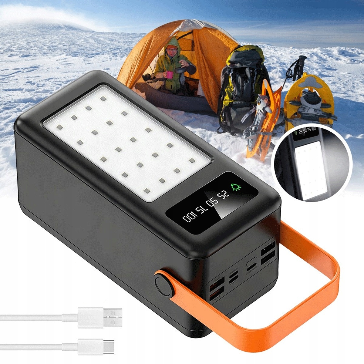 66W Pd 50000MAH Powerbanka S Led Svítilnou Pro Nouzové Situace