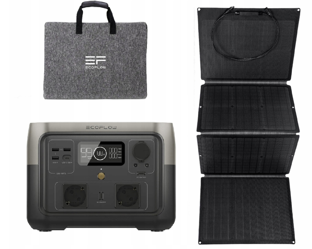 Ecoflow River 2 Max Stacja Zasilania 500W 512Wh Panel 110W Kabel