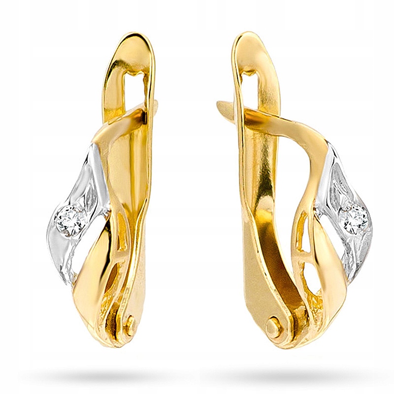 Złote Kolczyki pr. 585 Angielskie z Cyrkoniami 14k