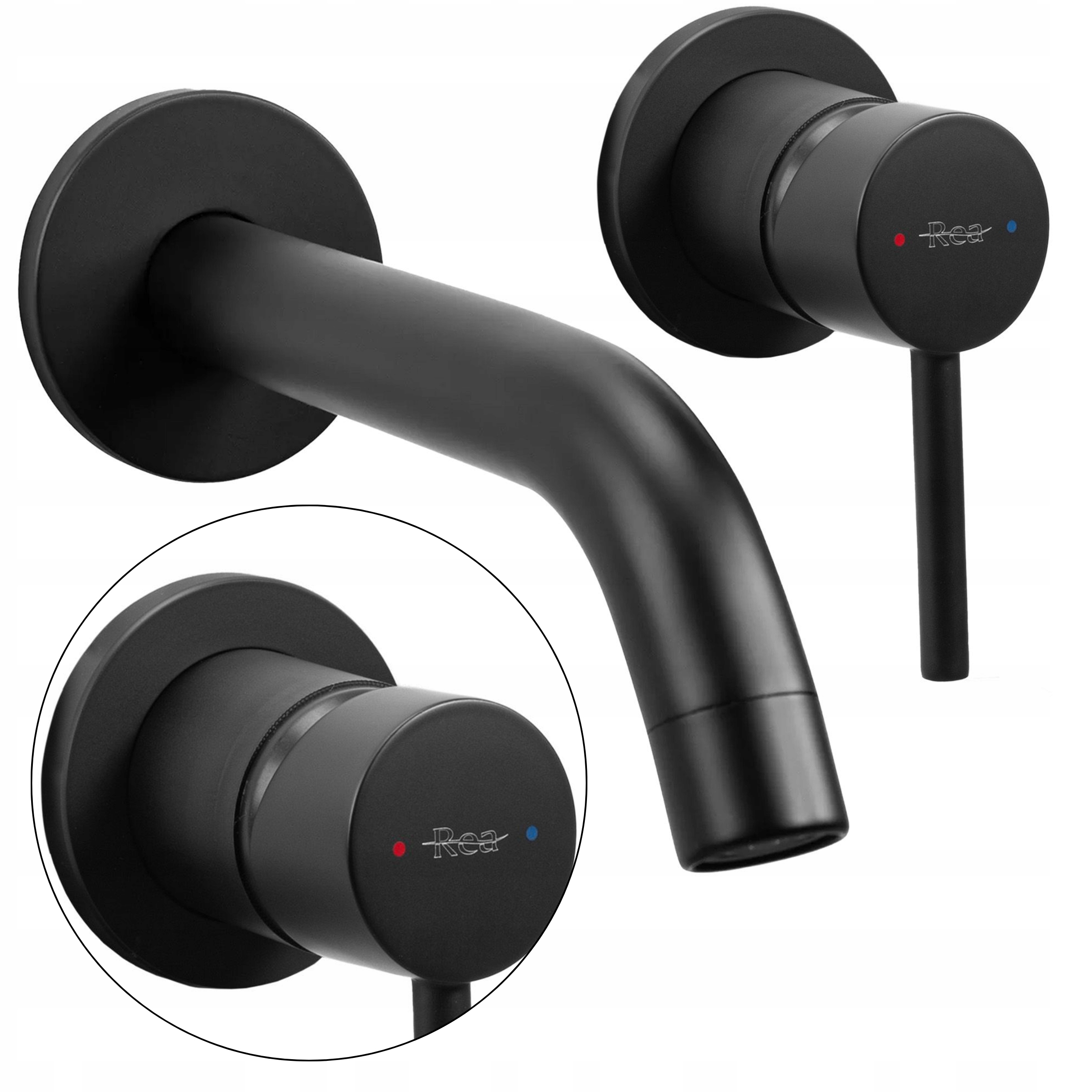 Podomietková umývadlová batéria čierna nástenná matná Rea Owen Black Mat