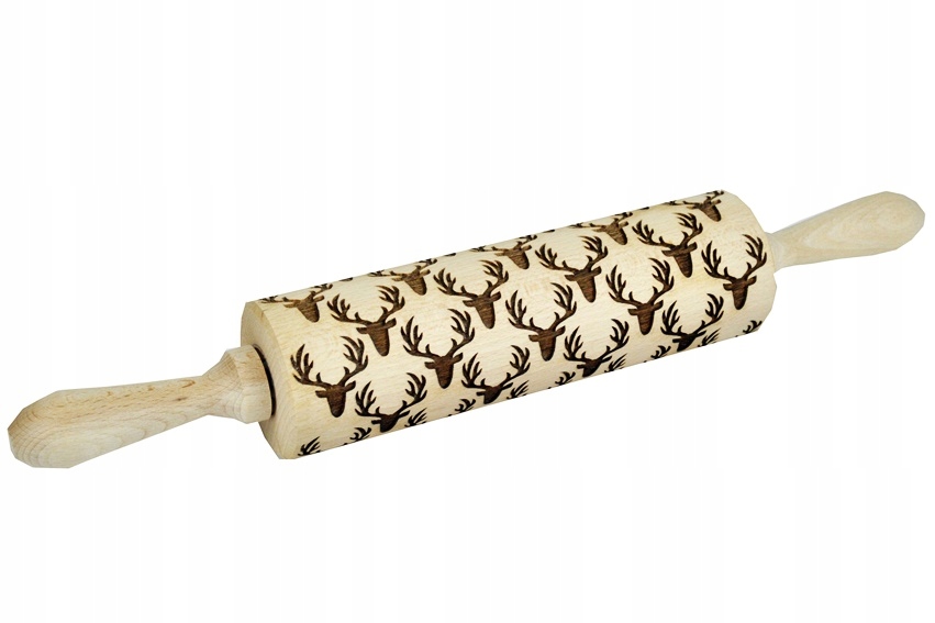 WAŁEK DO CIASTEK ZE WZORKAMI GRAWEROWANY - RENIFER