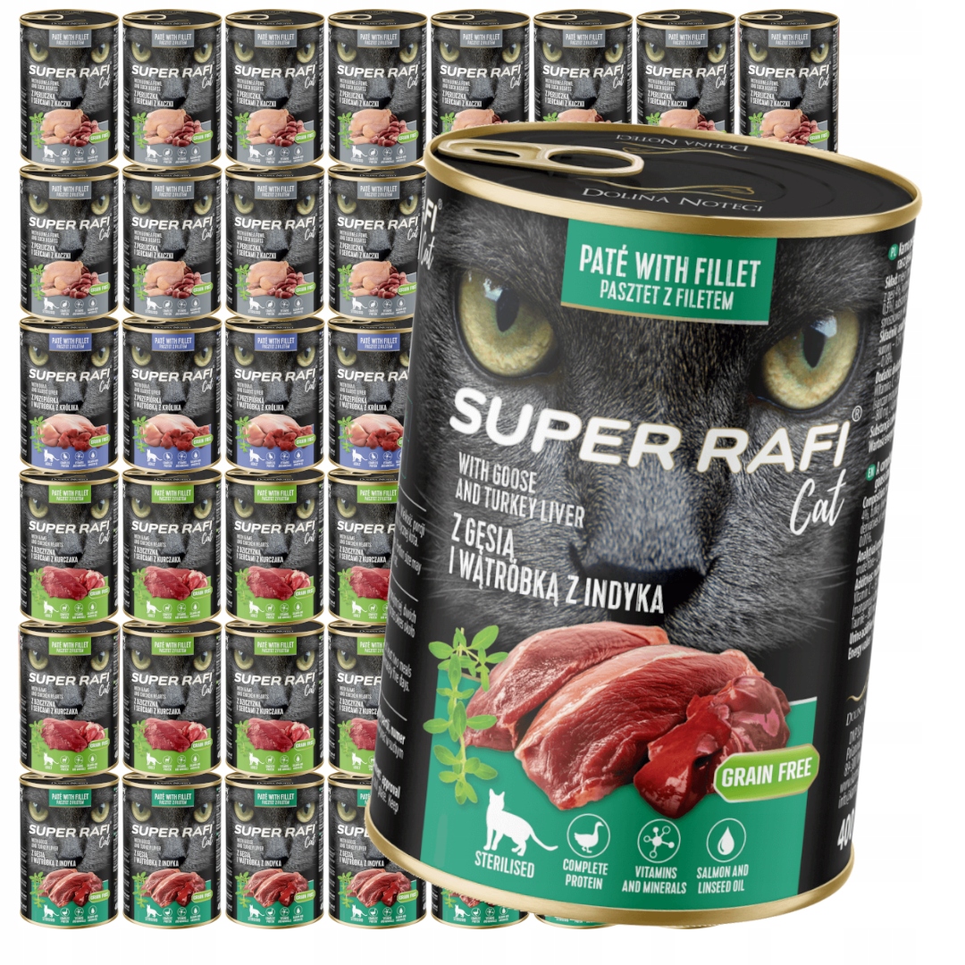 Rafi Cat 48x400g Bezobilné Vlhké Krmivo pro kočky Mix Chutí