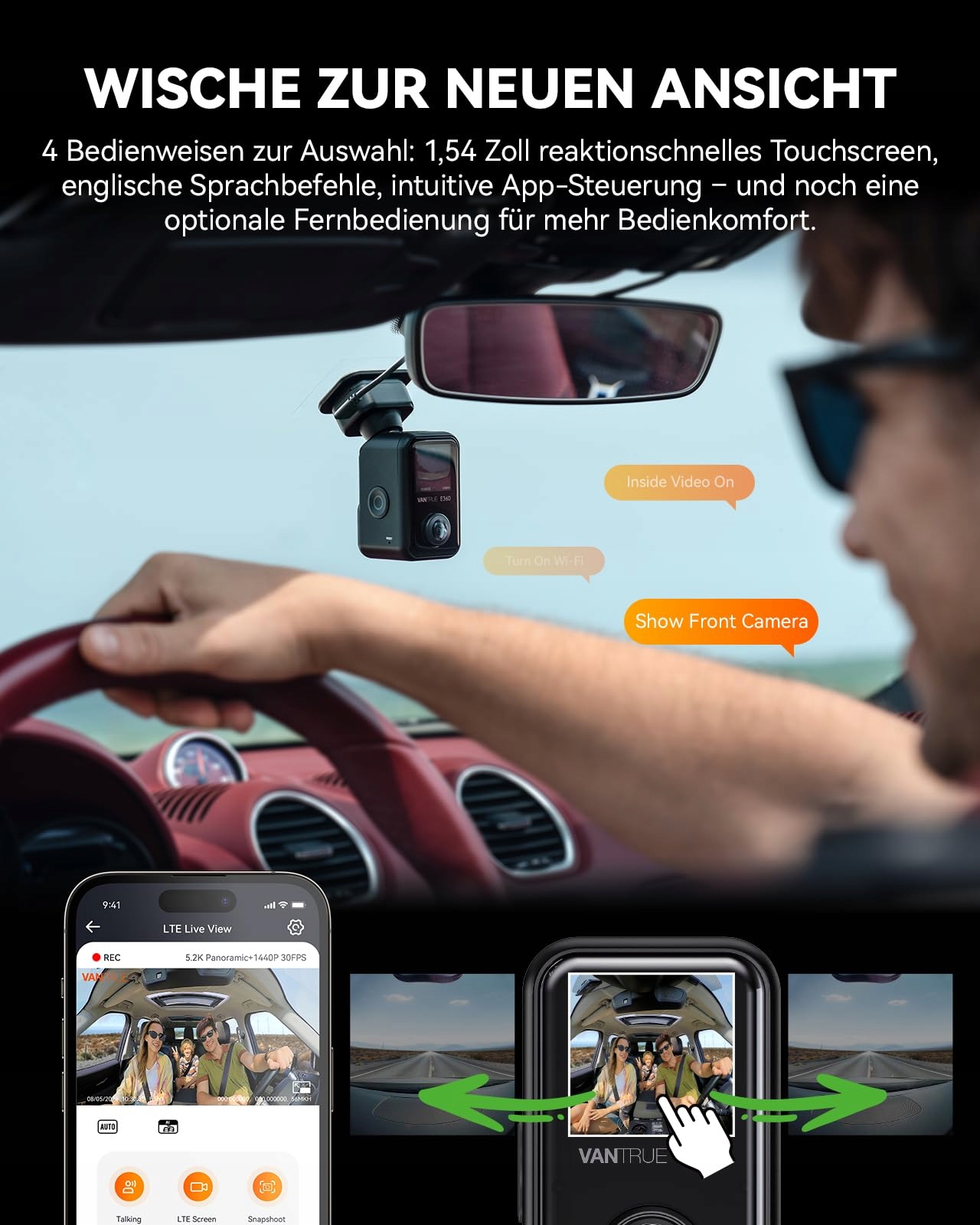 VANTRUE E360 ACE Kamera Samochodowa 360° 5.2K HDR Nocna z Aplikacją — miniatura 5