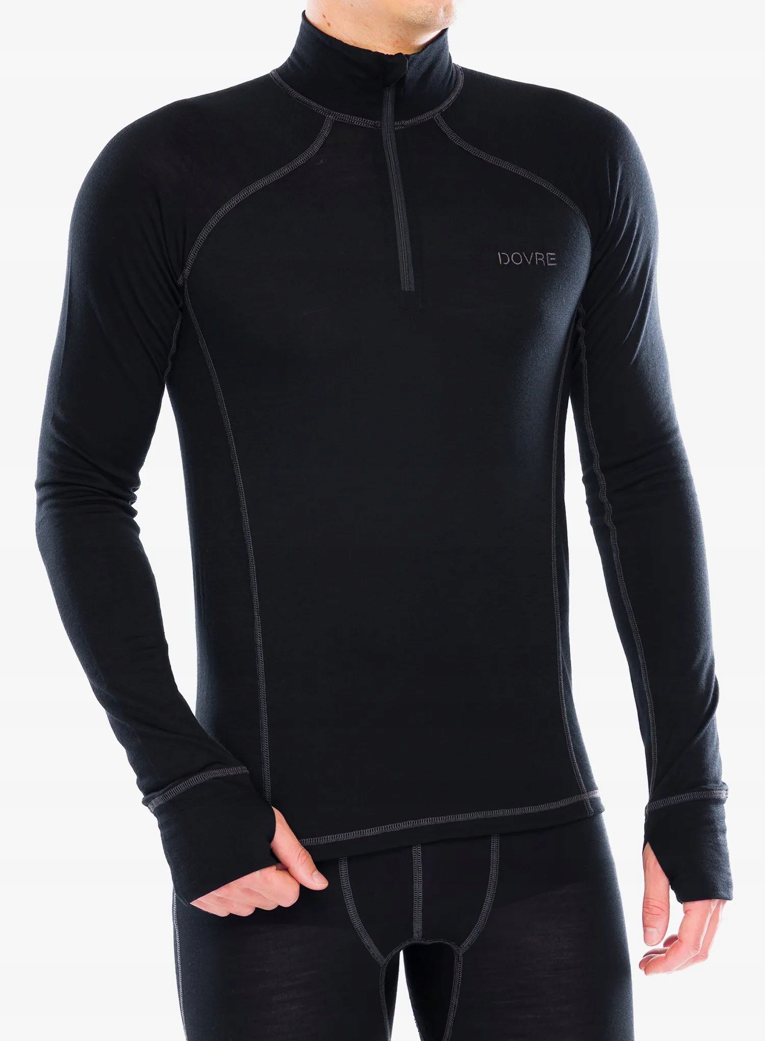 Bluza termoaktywna Dovre Wool Zip Single Jersey black XL