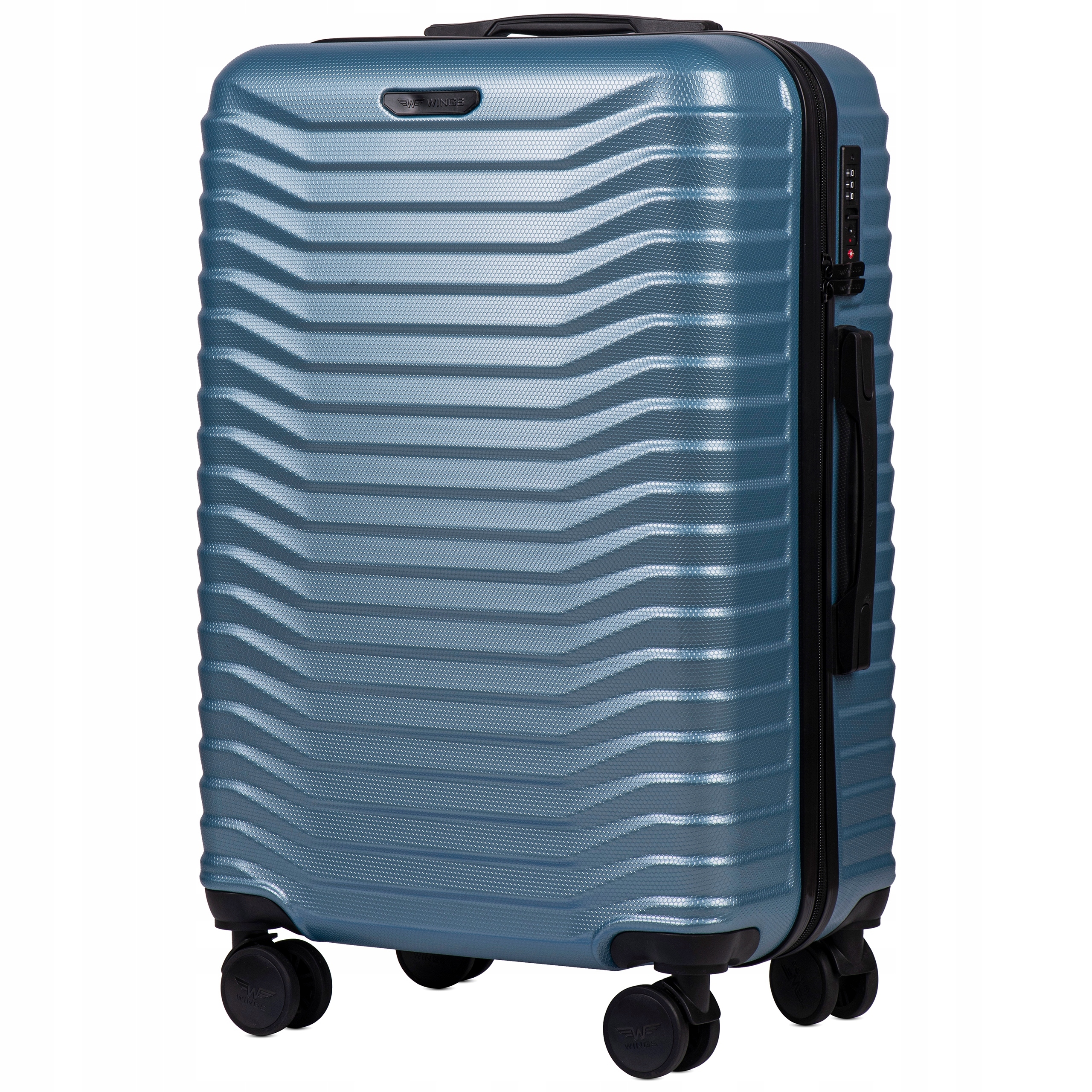 Modna Średnia Walizka M 24" Policarbon Podwójne Koła Zamek Tsa Wings 140N