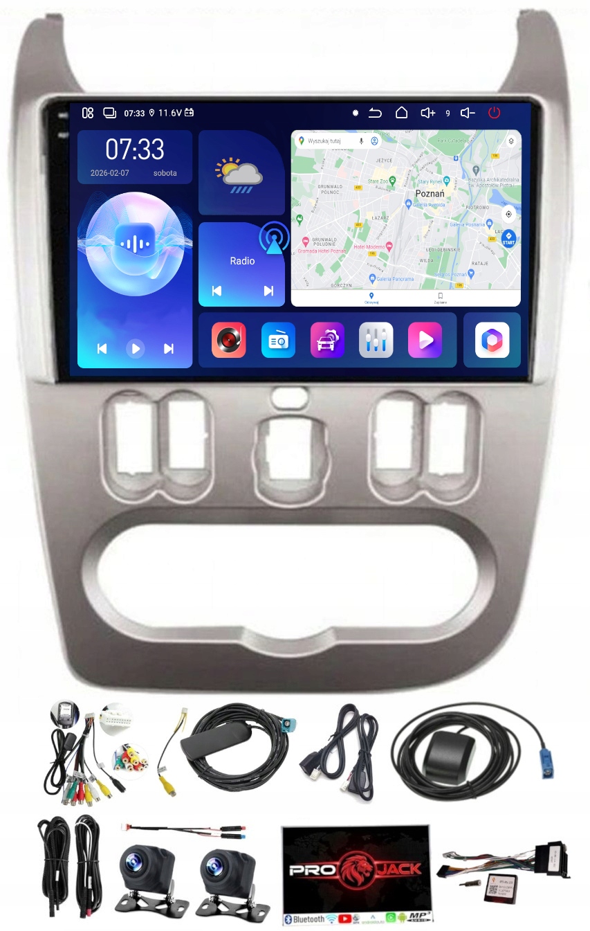 Autorádio S Gps Navigací Android Carplay Dacia Logan 2009-2013 6GB Ram 128GB Paměť Sim