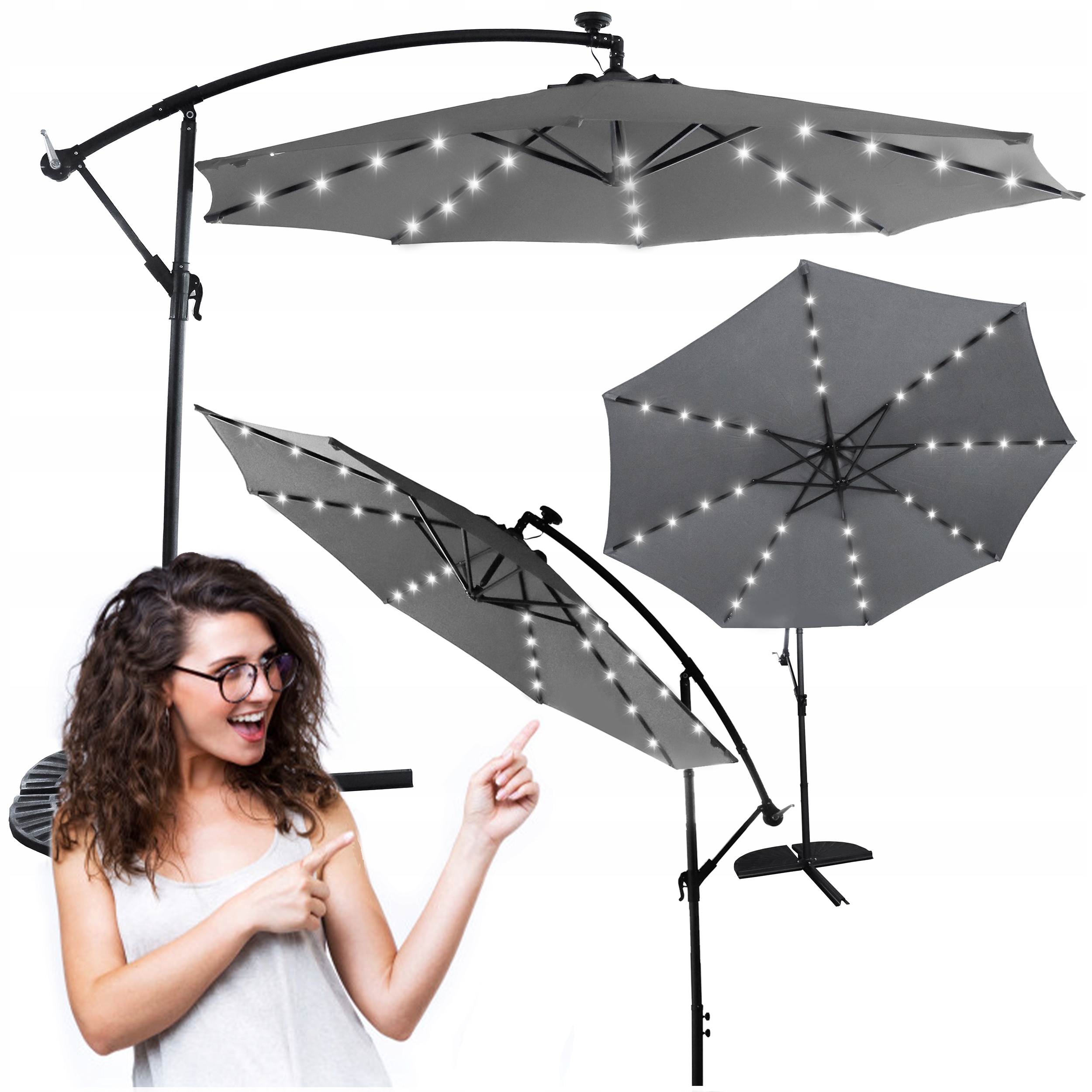 

Parasol Ogrodowy Duży 3m Solarny 32 Led