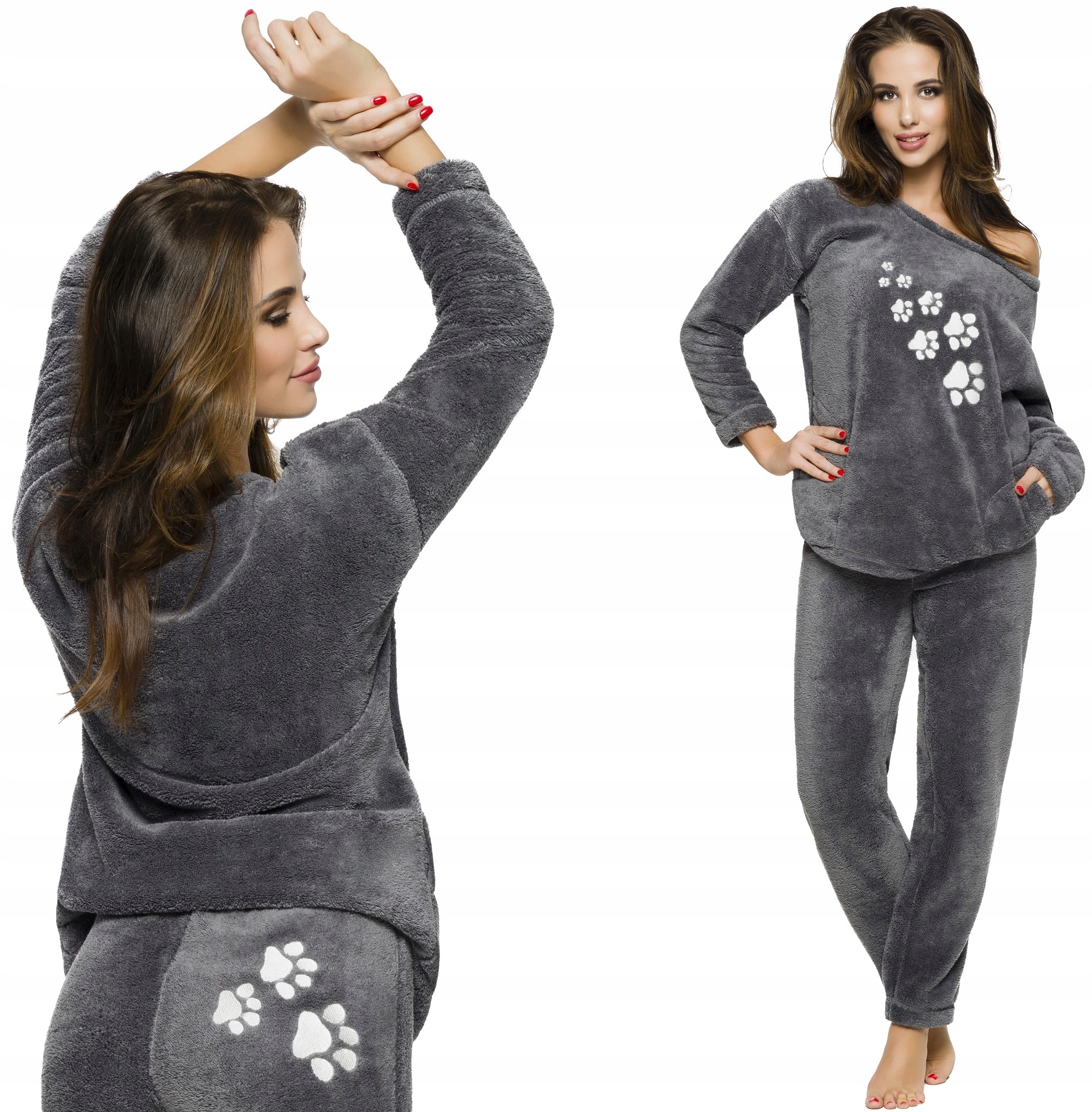 

Gruba Ciepła Piżama Damska Strój Domowy Łapki S