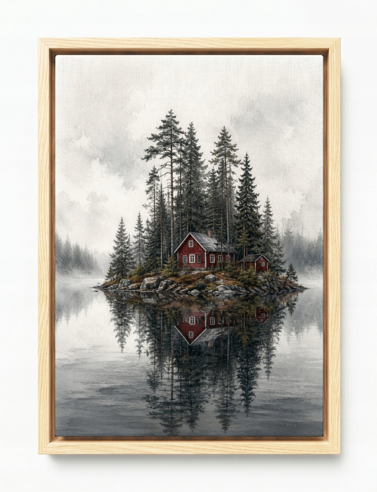Obraz Rama American Box Krajina Norsko Fiord Ostrov Dům Lovrafjorden 80x120