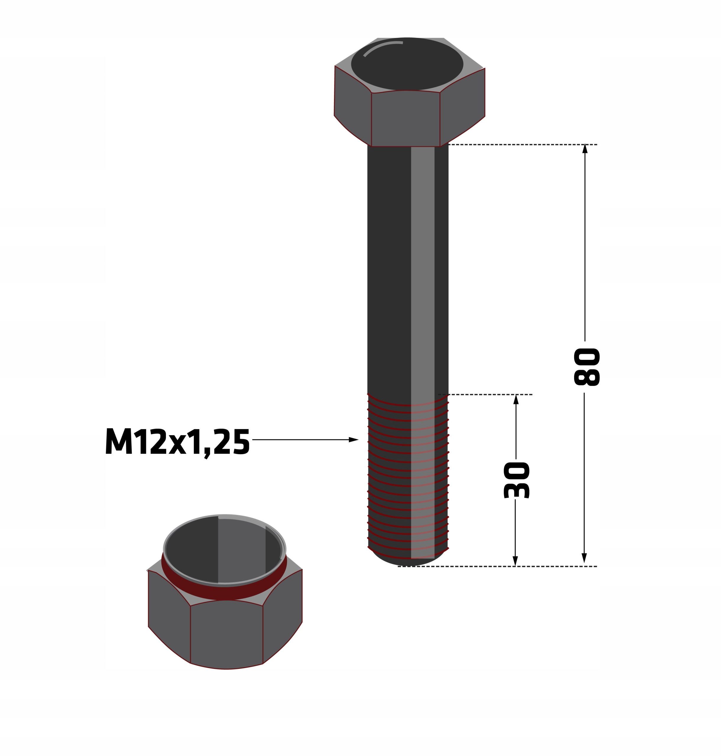 

Utwardzana Śruba M12x80 kl.10.9 do mulczera Ducker
