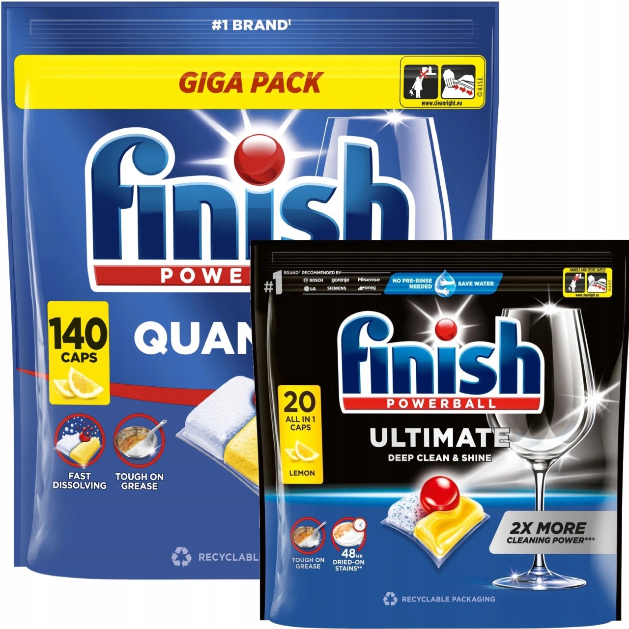 Finish Quantum kapsle do myčky nádobí 140 Lemon kapsle Ultimate 20 lemon