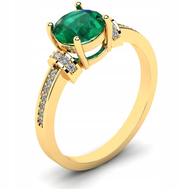 

Pierścionek Złoty Zaręczynowy Z Zieloną Cyrkonią