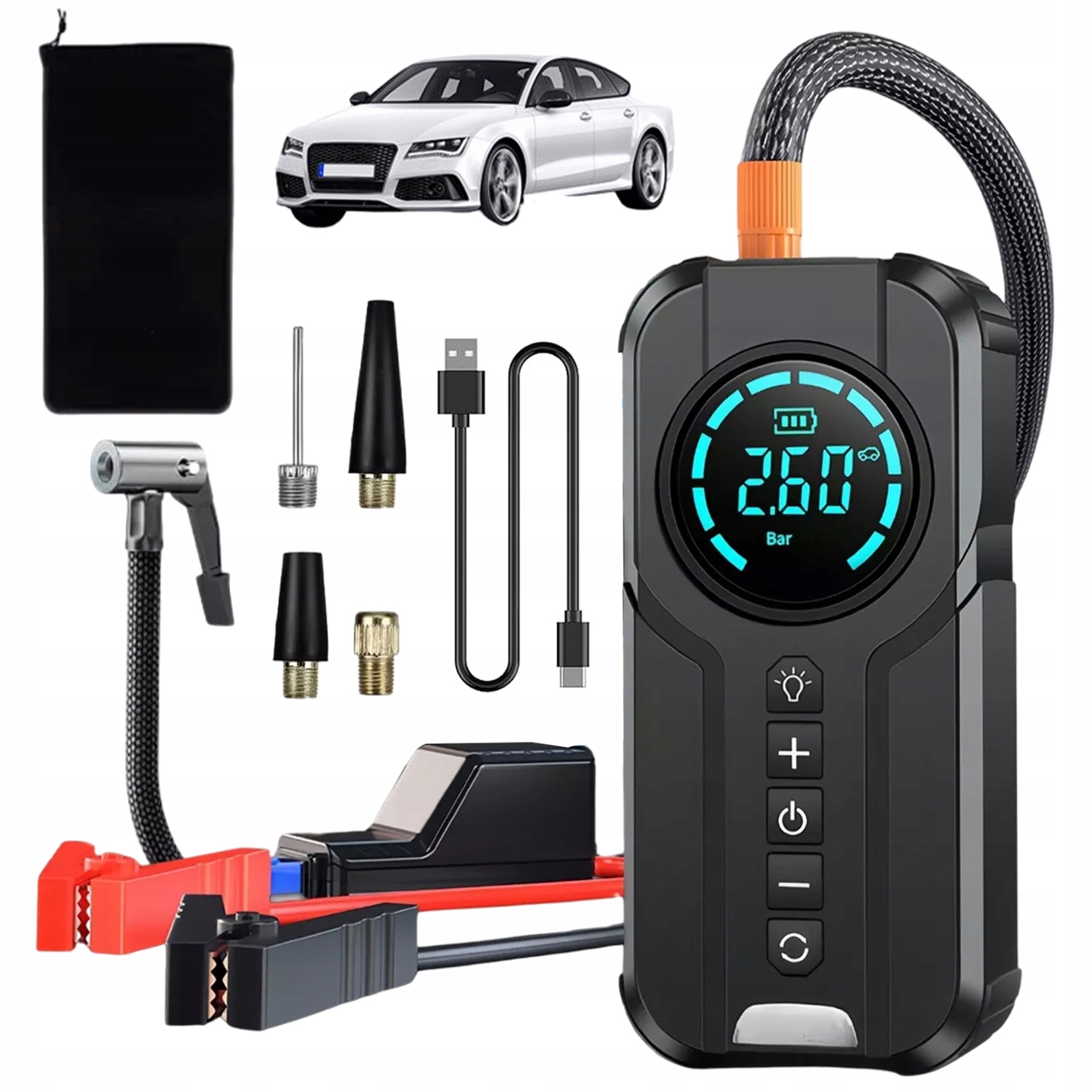 Startování Jump Starter Booster Startér Do Auta 1000A Powerbank Kompresor