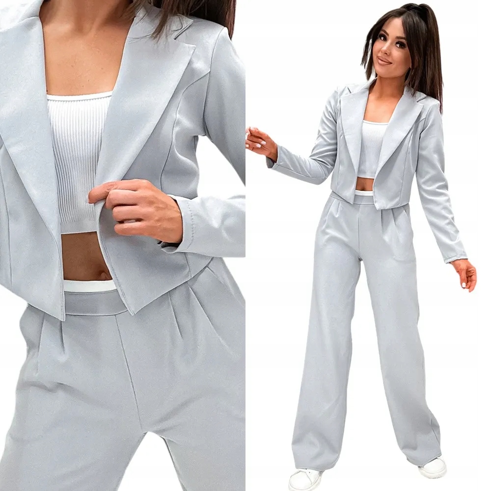 Klasický dámský krátký oblek a kalhoty XL 42 Šedá