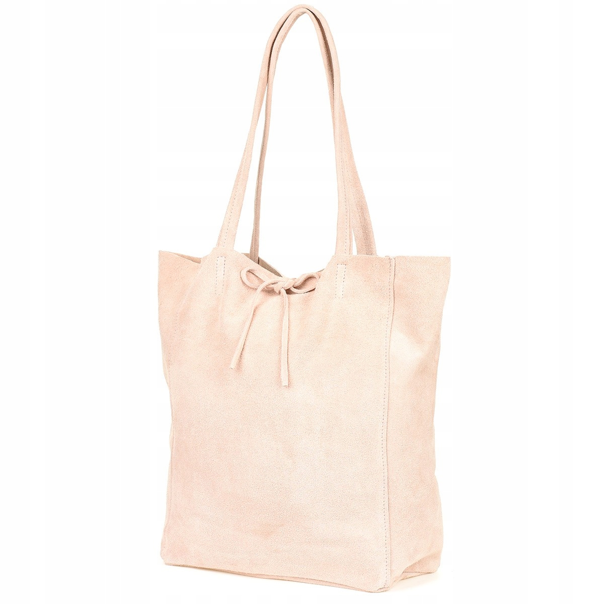 Dámská kožená semišová kabelka velká italská shopperka pudrová W18