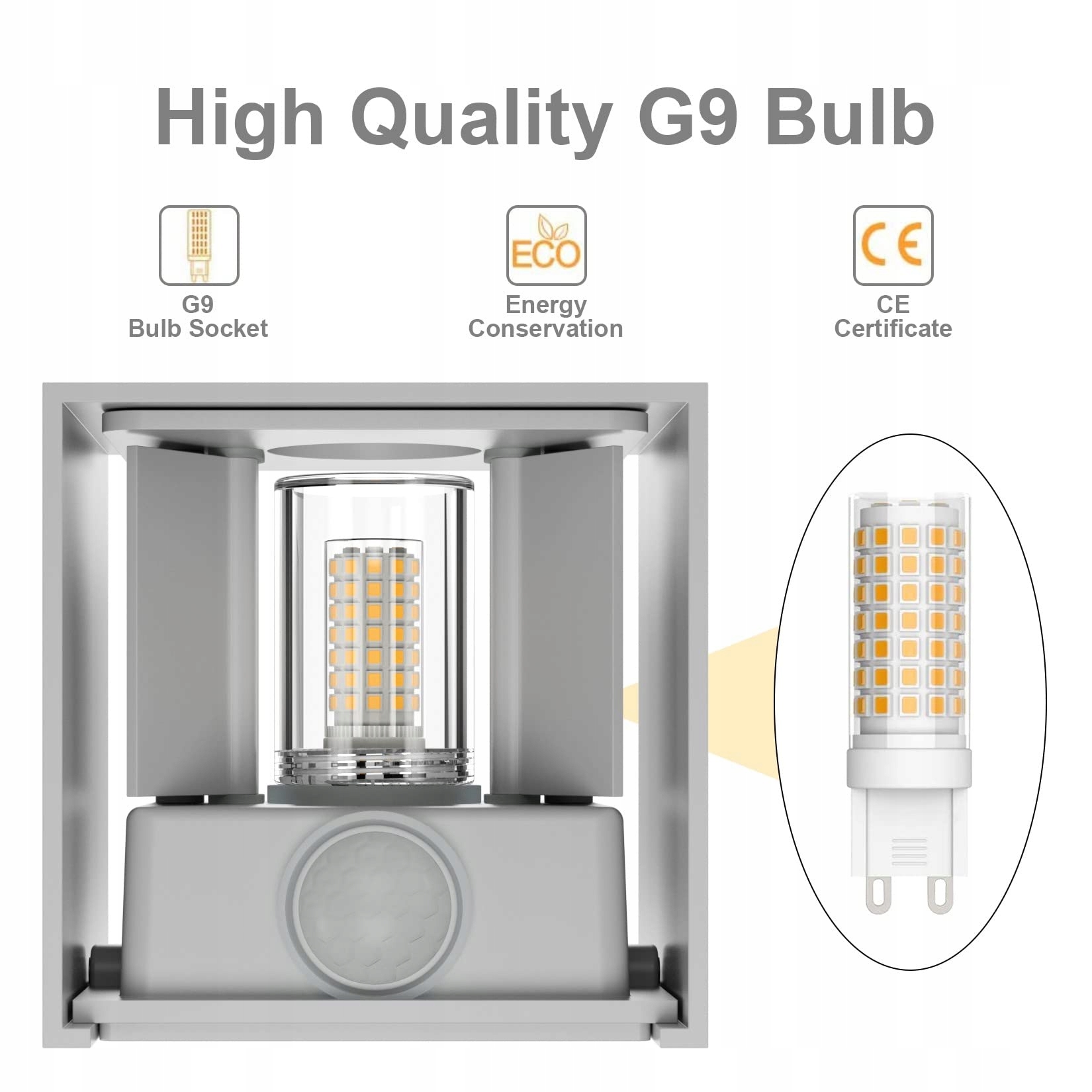 KLIGHTEN LED Wandleuchte Z Czujnikiem Ruchu Do Wnętrz I Na Zewnątrz 3000K — miniatura 2