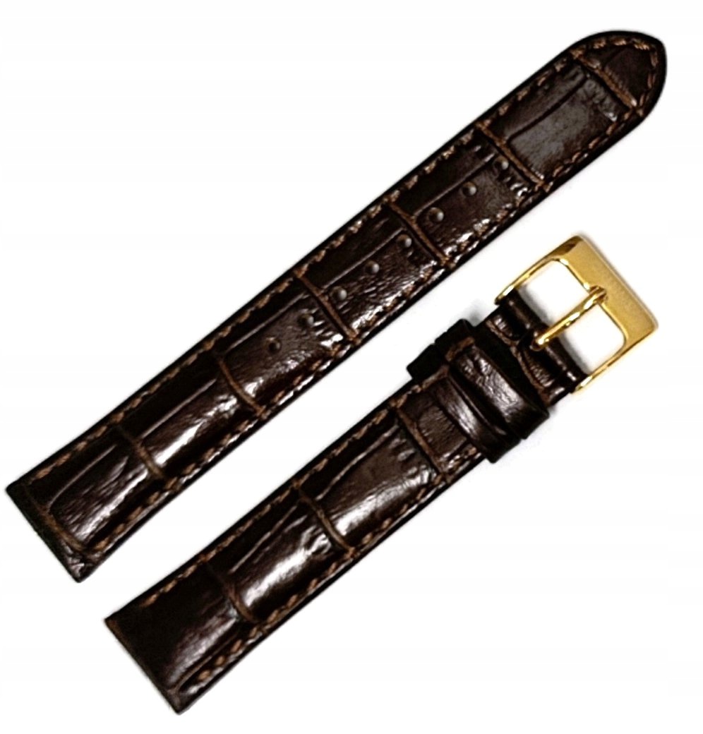 Originální Kožený Hnědý Lesklý Řemínek Na Hodinky Orient 17 mm Krokodýl