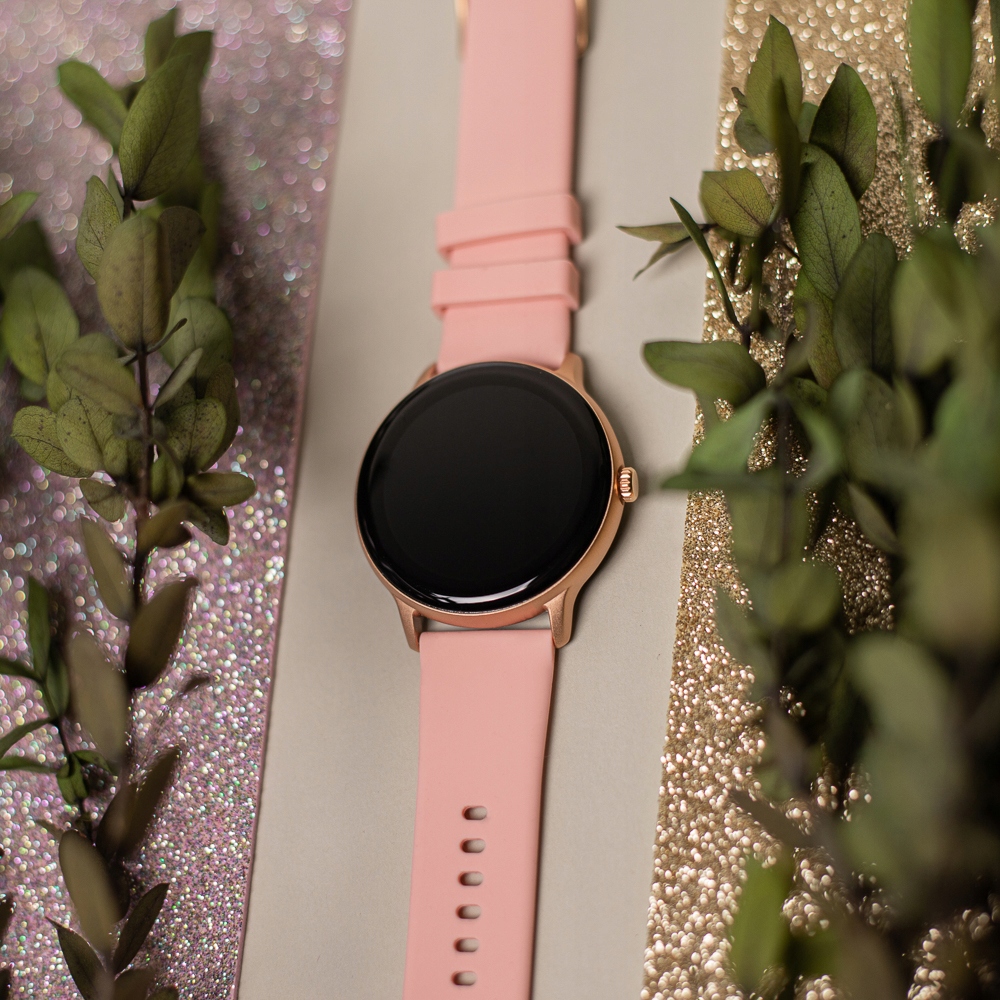 SMARTWATCH ZEGAREK POLSKIE MENU DAMSKI POŁĄCZENIA SPORT PULS WATCH PL Kolor różowy