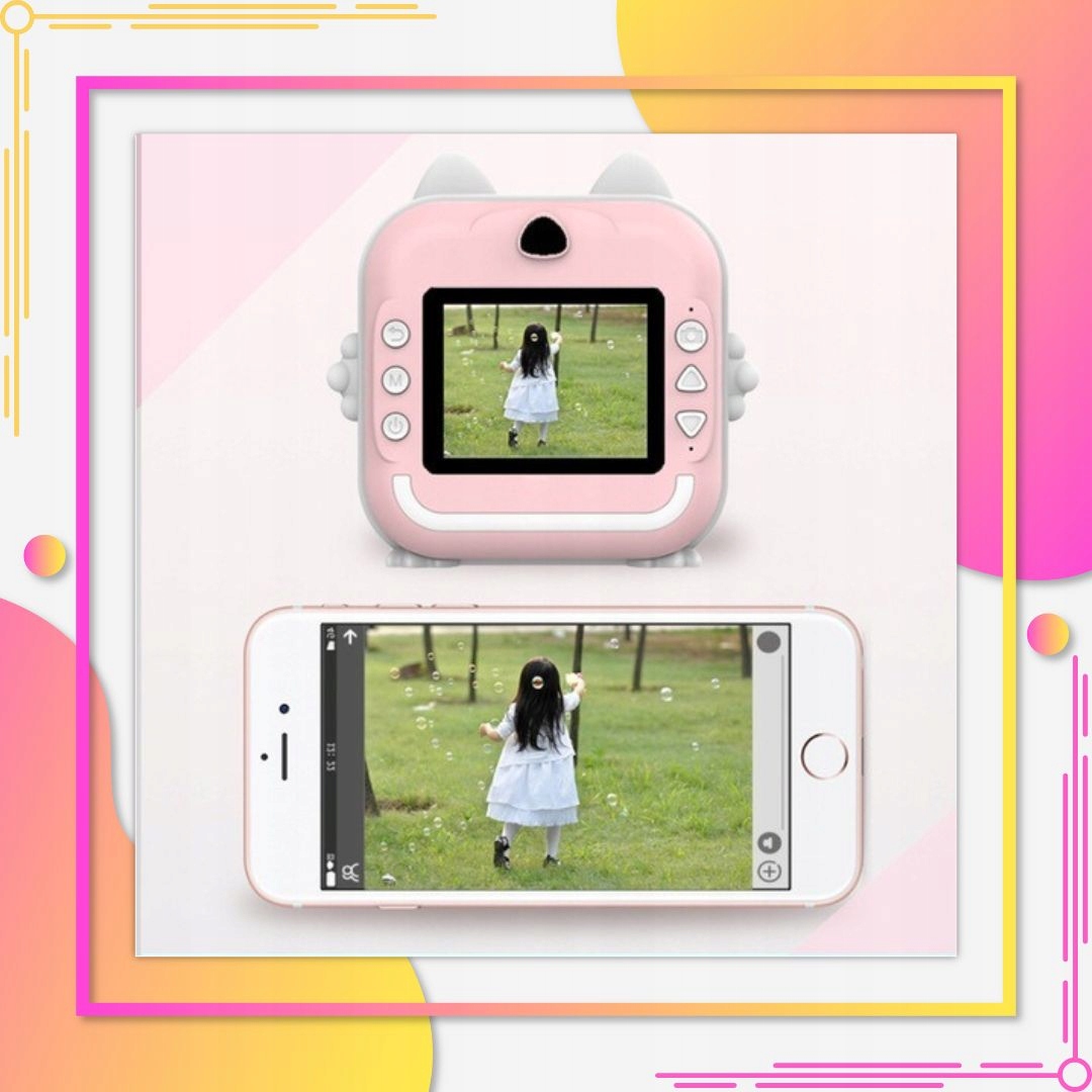 MINI DRUKARKA DRUKUŚ APARAT FOTOGRAFICZNY NATYCHMIASTOWY TERMICZNA + ROLKI Konstrukcja ekran LCD