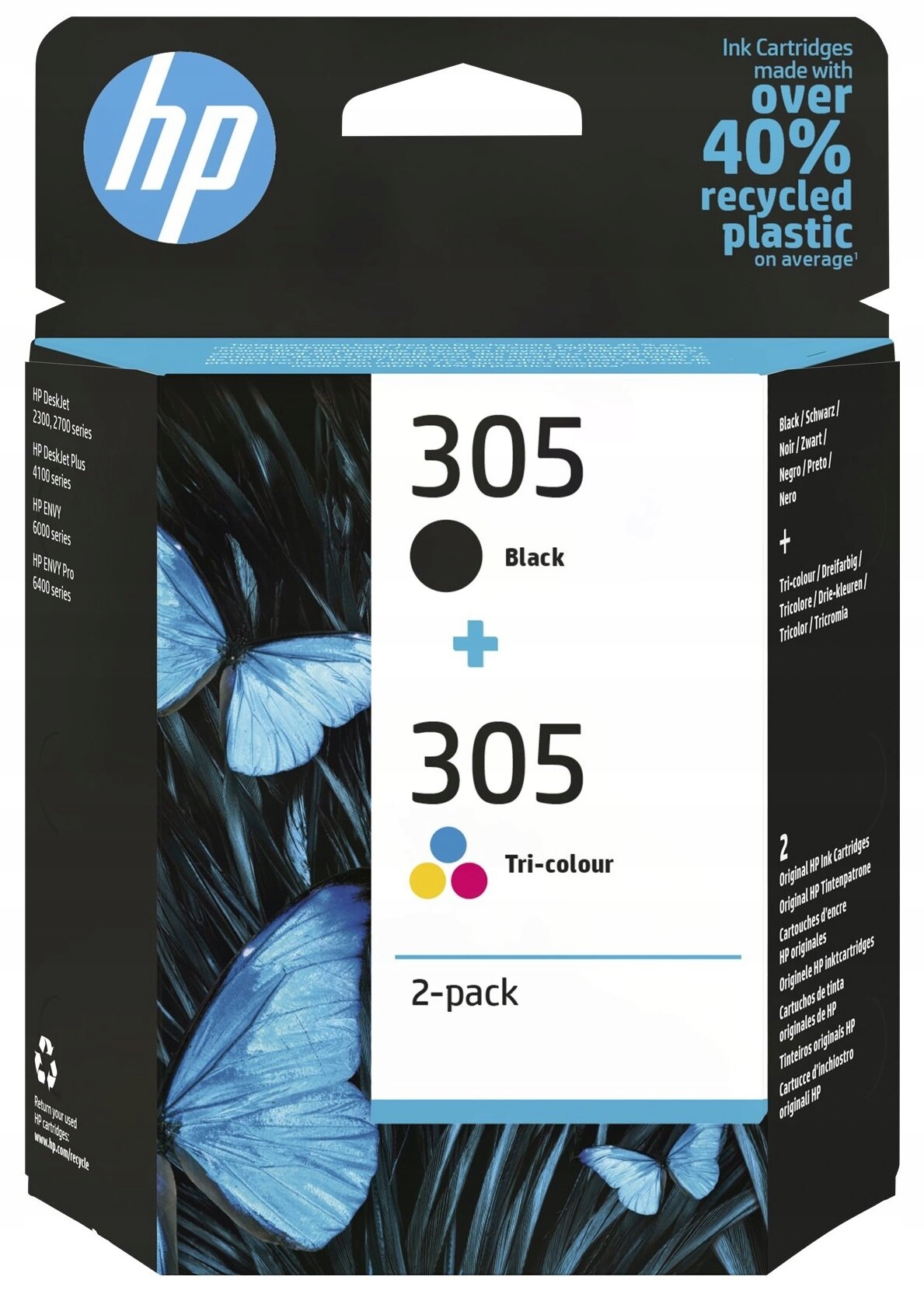 2x Tusz Hp 305 Czarny 2ml Kolorowy 2ml zestaw