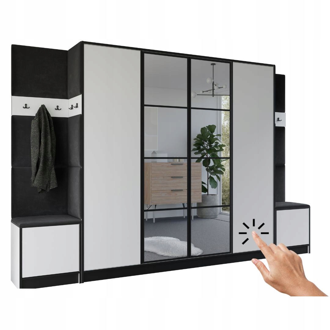 Šatní skříň Costa 17 bílá černá tkanina Vzor 1