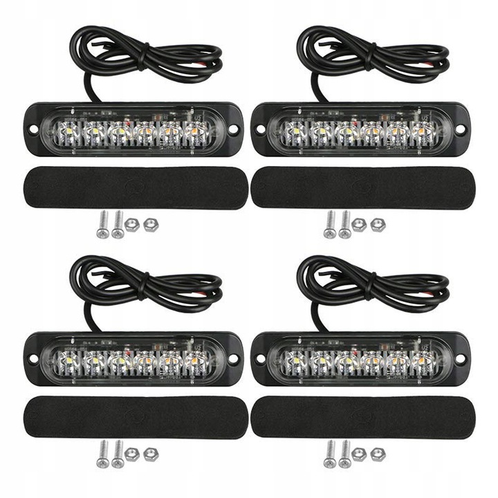 4SZT LAMPY OSTRZEGAWCZE 6 LED WODOODPORNY STROBOSKOP POMOC LAWETA DC 12-24V Waga produktu z opakowaniem jednostkowym 1 kg