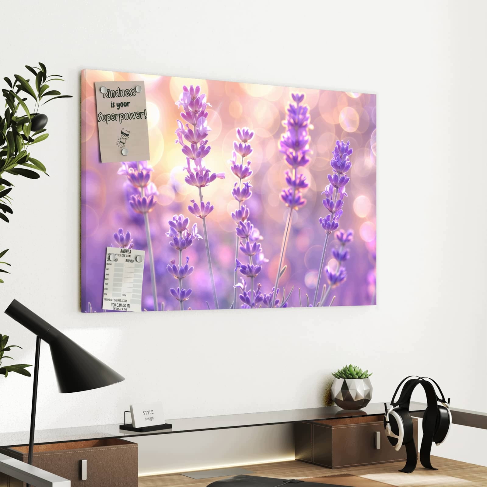 Magnetická tabule Pole kwitnoucej lawendy 60 × 40 cm