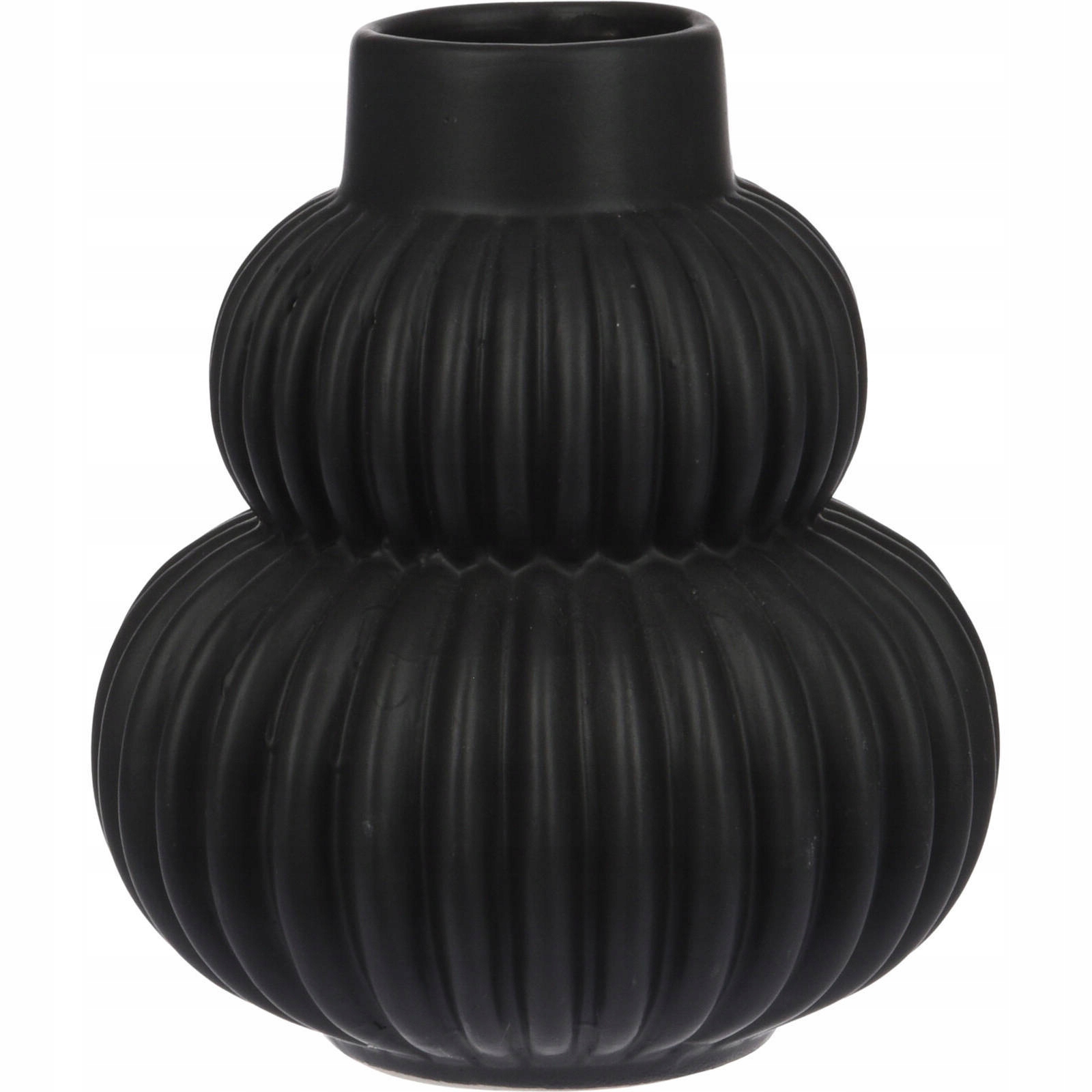WAZON NA KWIATY ceramiczny CZARNY 15,5cm W PRĄŻKI