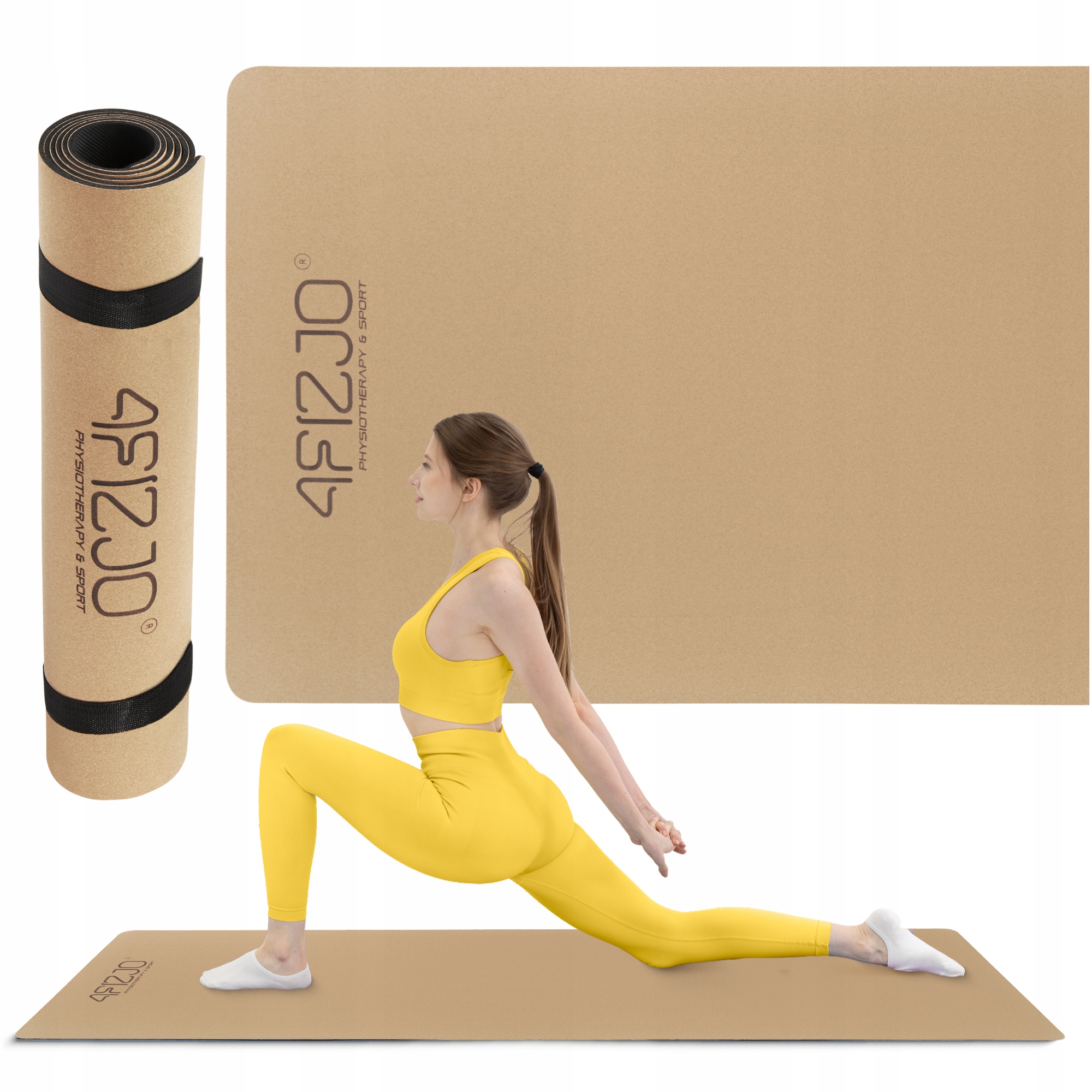 Mata Do Ćwiczeń I Jogi Antypoślizgowa Korkowa Treningu Fitness Naturalna