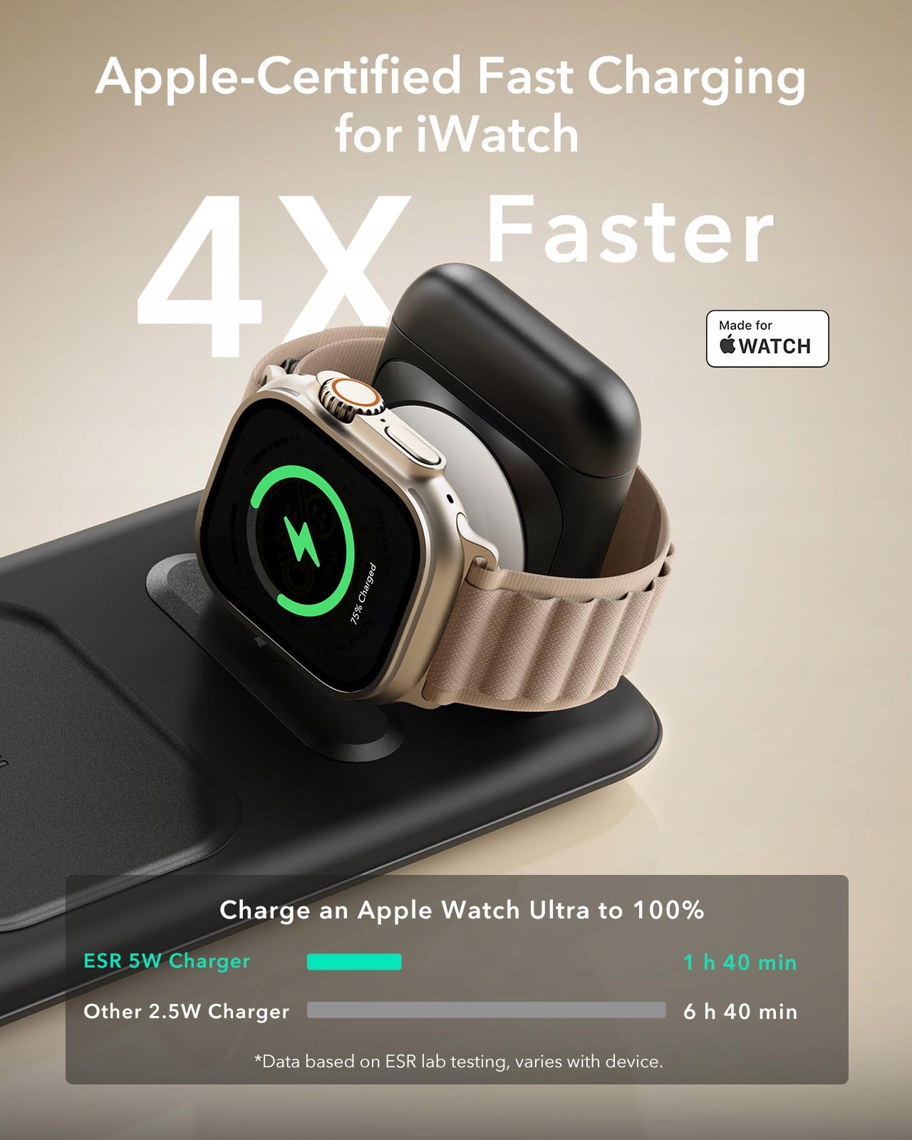 ESR Stacja Ładowania 3w1 Qi2 Dla iPhone Watch AirPods 15W MagSafe — miniatura 4