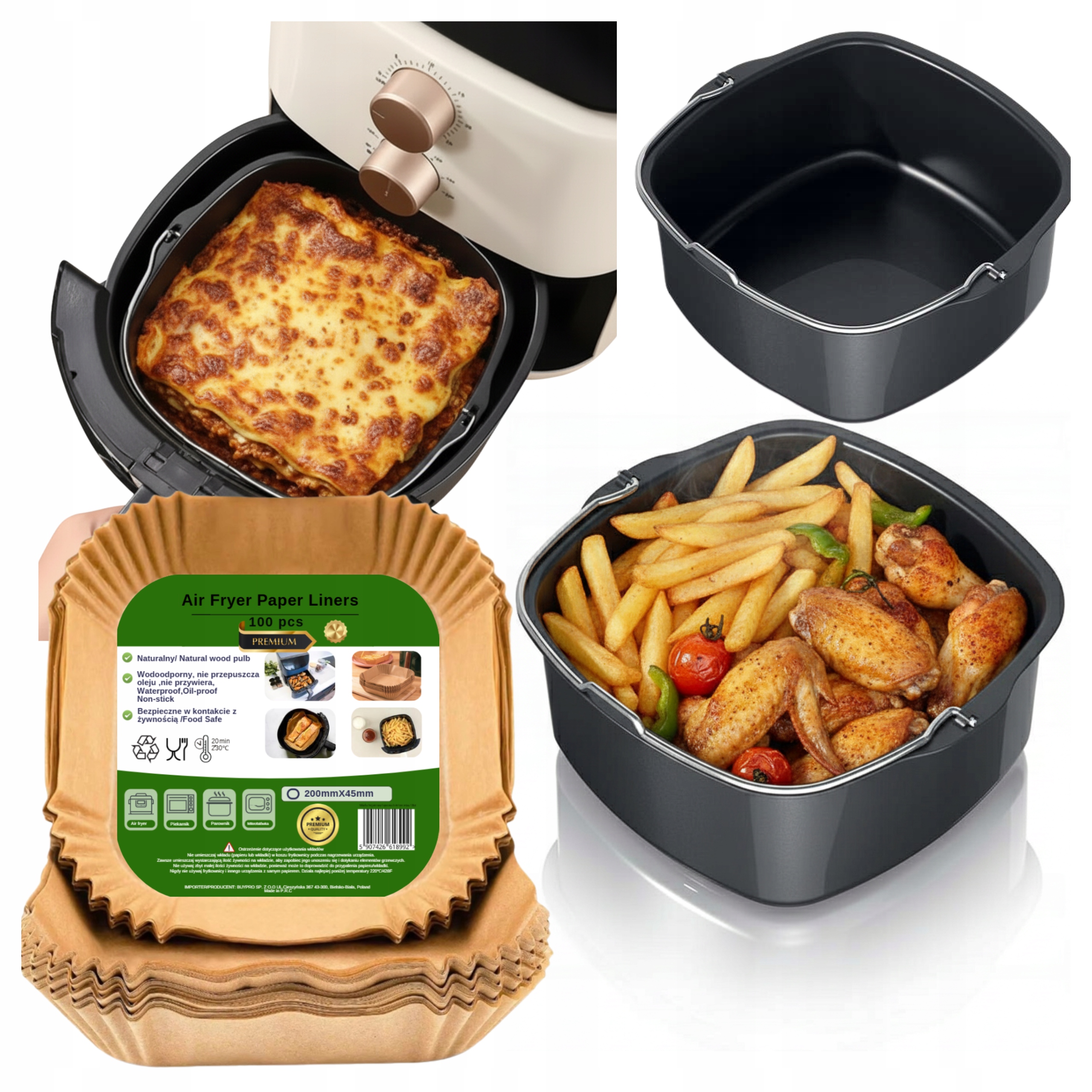 Formy do air fryer Naczynie żaroodporne Airfryer 100szt Wkłady Papier