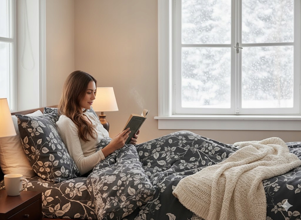 Třídílná sada ložního prádla z bavlny s květinovým vzorem šedé révy 160×200 cm