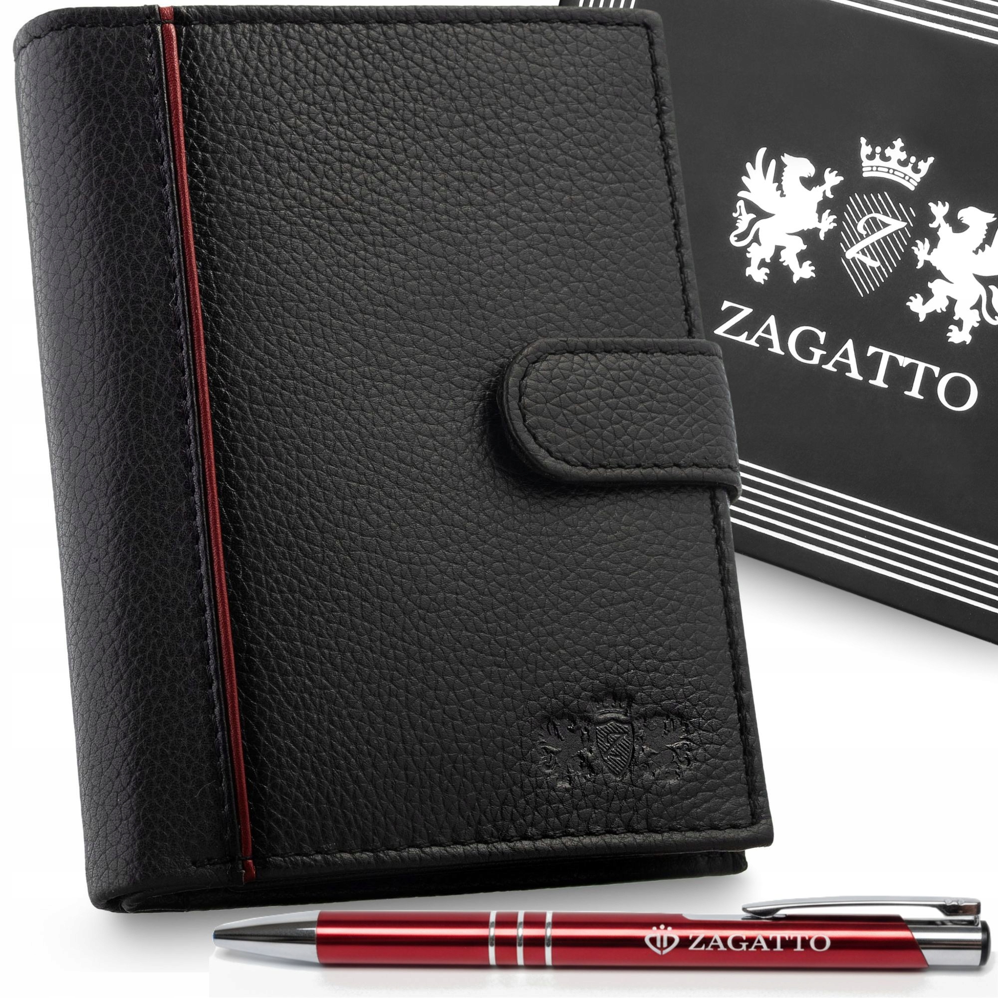 Portfel męski skórzany czarny pionowy skóra naturalna ochrona Rfid Zagatto