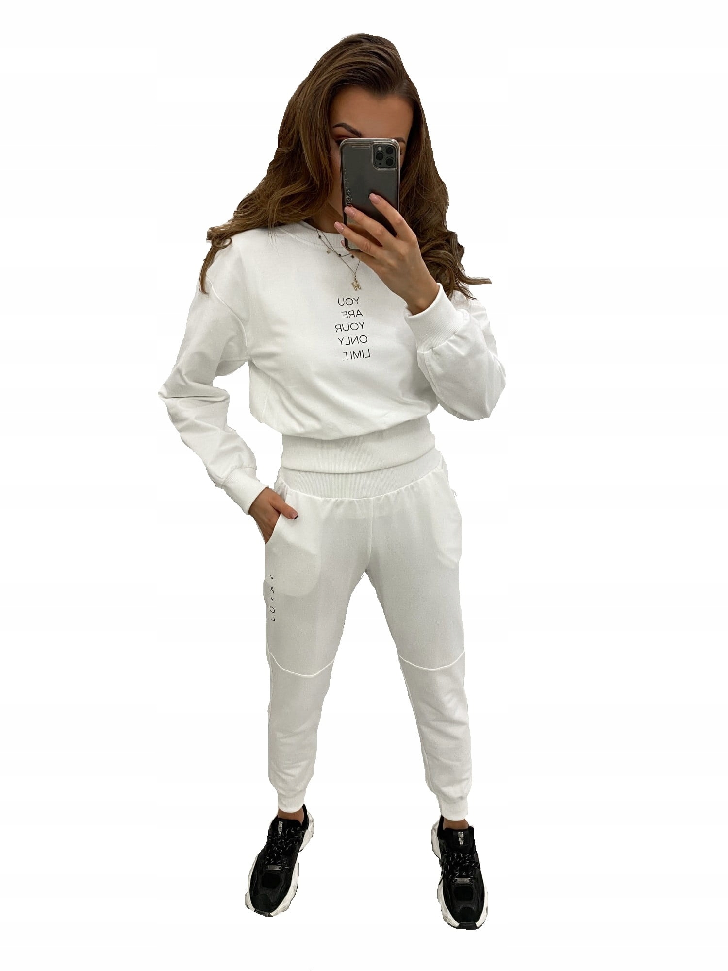 

Dres damski komplet spodnie i bluza biały M/L Tmc