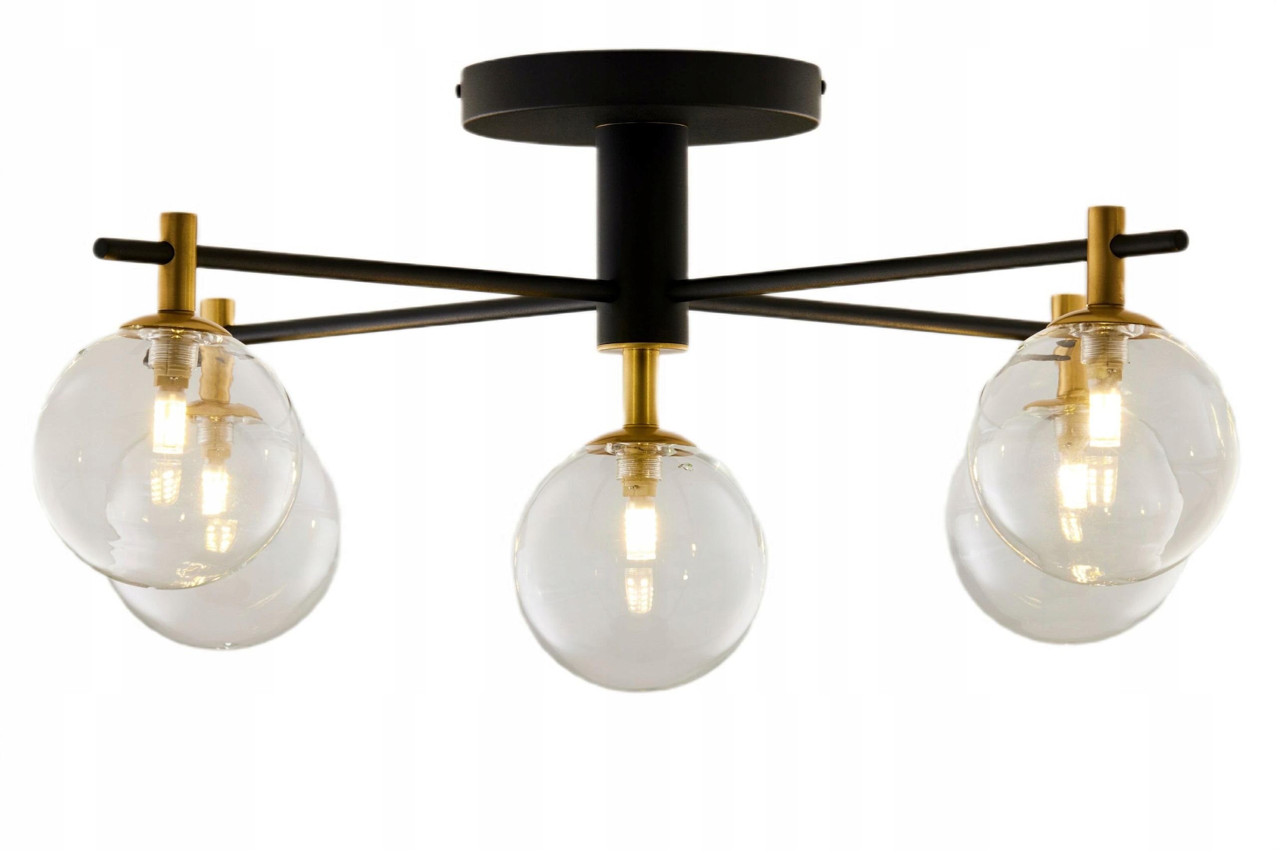 Stropní Svítidlo Figaro Černá Transparentní skleněná stínítka 5xG9 Závěsný dům