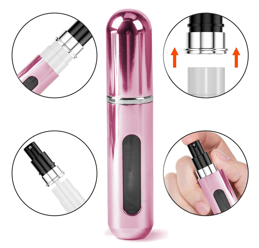 BUTELECZKA NA PERFUMY FIOLKA ZAWOREK ATOMIZER RÓŻOWY POŁYSK 6ML Marka Mawe