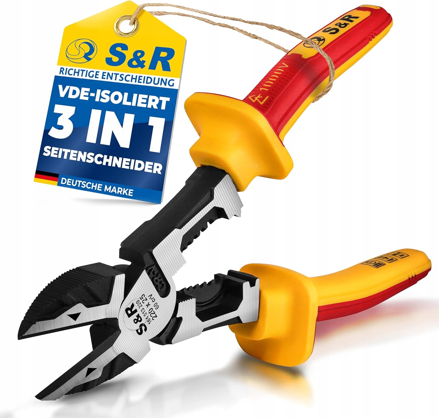 Szczypce boczne zaciskarka S&r Vde 220 mm 1000 V, ze stali 60CrV Hrc