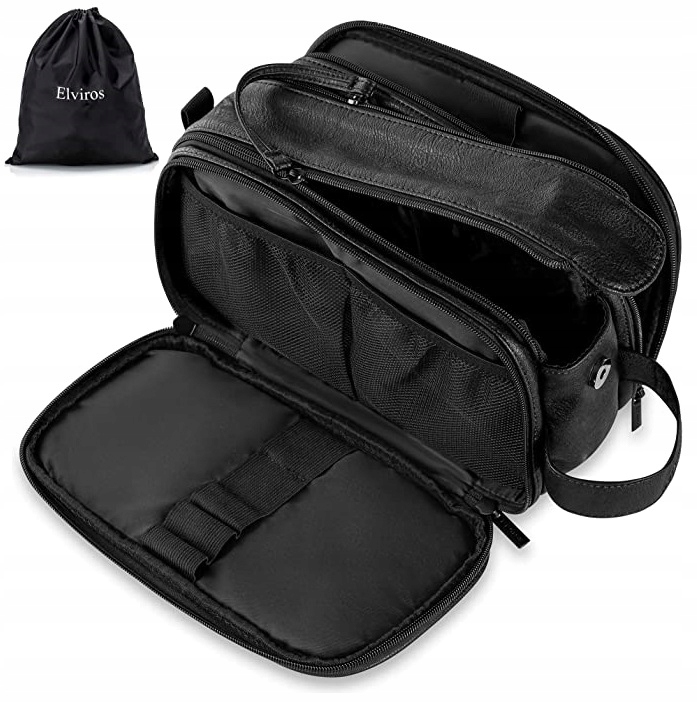 KOSMETYCZKA MĘSKA SKÓRZANA PODRÓŻNA WODOODPORNA XL