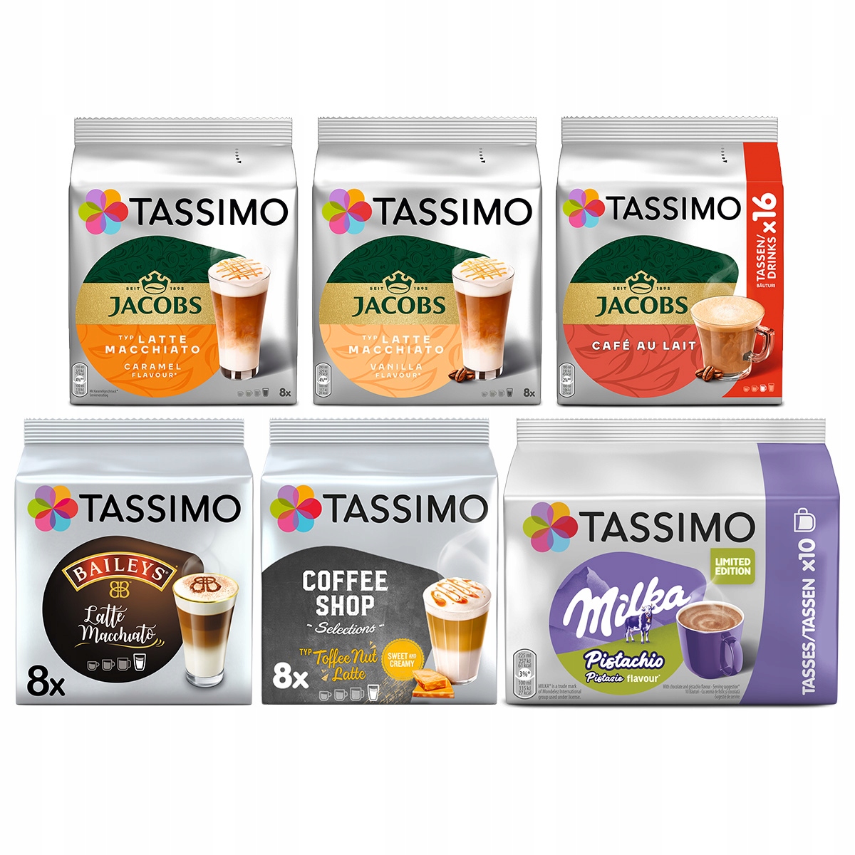 Tassimo kawy białe mix latte czekolada do picia Milka Pistachio 5+1 Gratis!