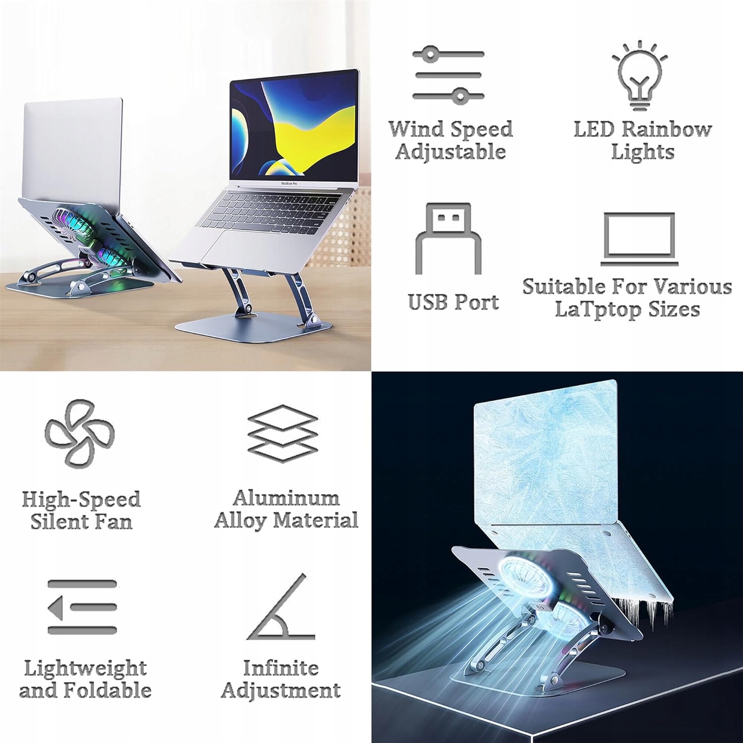 PODSTAWKA PODKŁADKA CHŁODZĄCA POD LAPTOPA 7" - 17,3" EAN (GTIN) 7893801834218