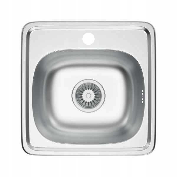 Jednokomorový ocelový dřez Iris 38 x 38 cm, sada se sifonem