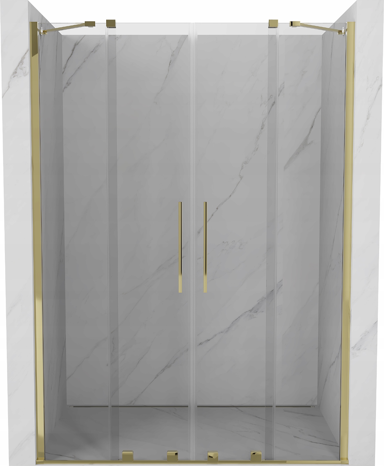 Mexen Velar Duo 150 cm sprchové dveře, transparentní/zlaté, posuvné