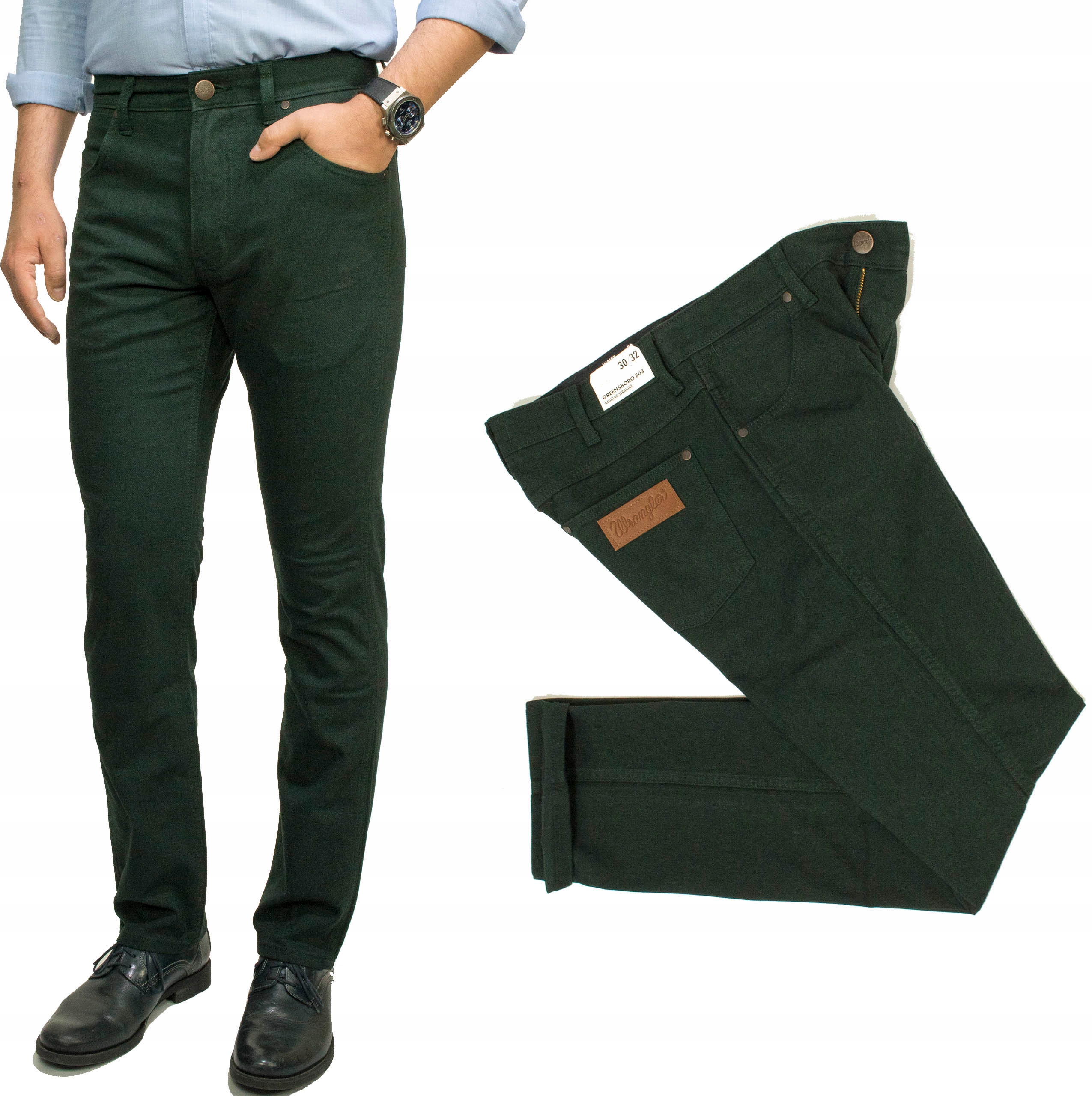 Wrangler Greensboro Scarab spodnie męskie proste W33 L32