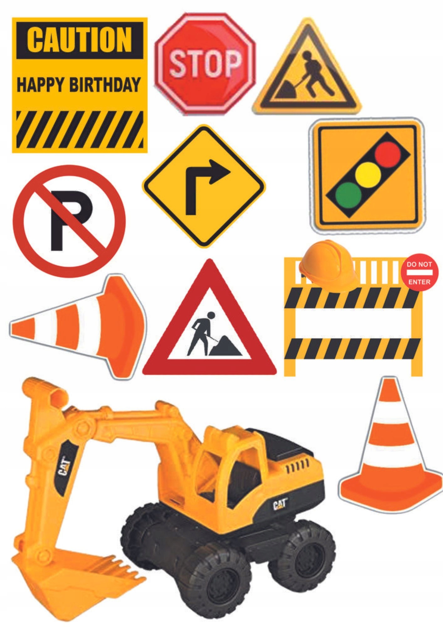 Wydruk na masie cukrowej maszyny budowlane koparka znaki