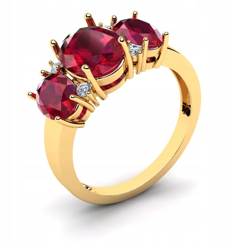 

Pierścionek Złoty Królewski Czerwone Cyrkonie