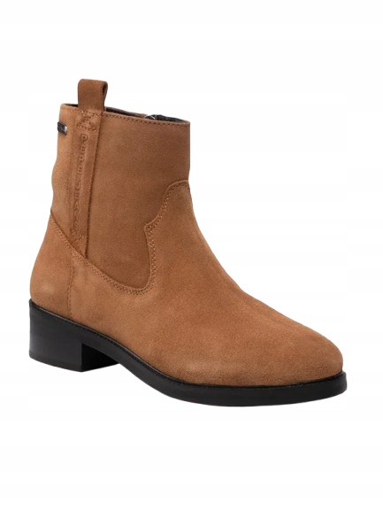 Pepe Jeans Kožené Kotníkové Boty Nad Kotník Na Kostce Hnědé 37 Awf