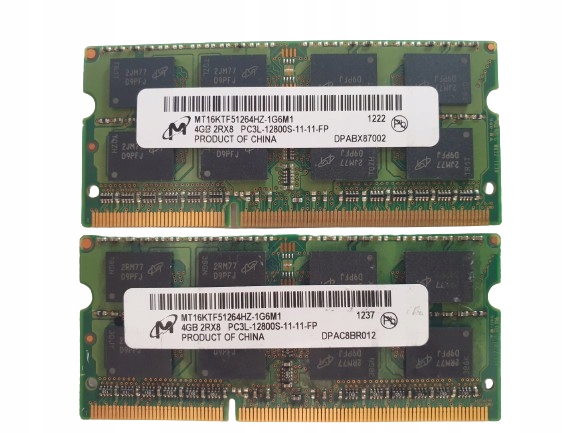 Pamięć Ram DDR3 8GB 2x4GB DDR3 PC3L 12800S 1600MHz Sodimm Do Laptopa